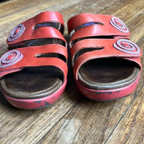 Dansko platform slide sandals orange leather swirl 38 fits US 7.5 & 8 - Picture 7 of 15